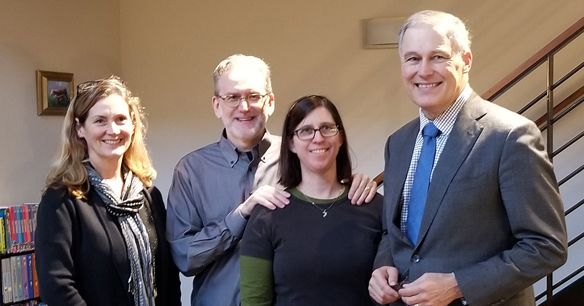 Mayor Mary Lou Pauly, Bryan Bell, Karin Weekly, Governor Jay Inslee zHomes