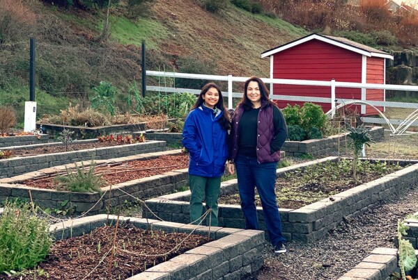 Anika and Lindsey in the Vista Community Garden