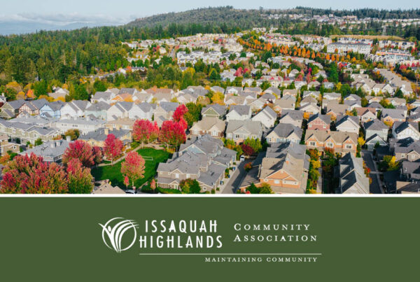 Issaquah Highlands aerial with IHCA logo
