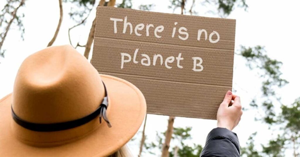 Image: Sign reading "There is no planet B."